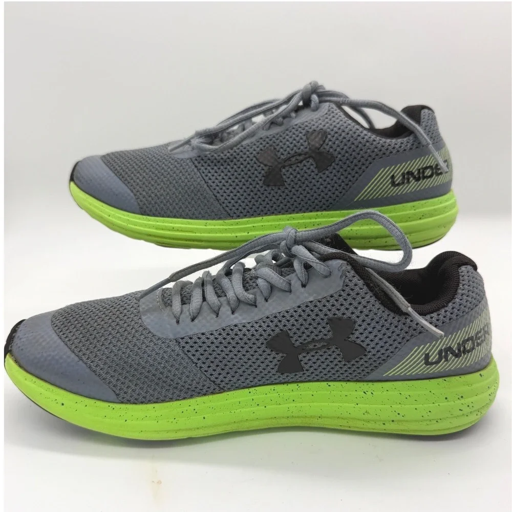 Under Armour Sneakers Kids 6.5Y Gray Lime Green Mesh Athletic Running Shoes